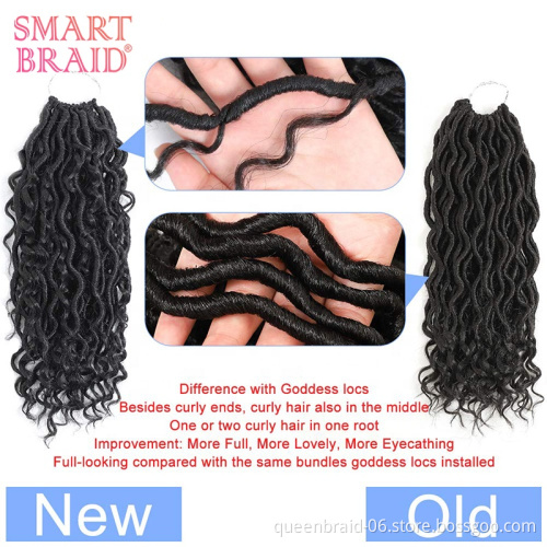 NEW Goddess Locs Crochet Hair 18 Inch River Fauxs Locs Wavy Crochet With Curly Hair In Middle And Ends
